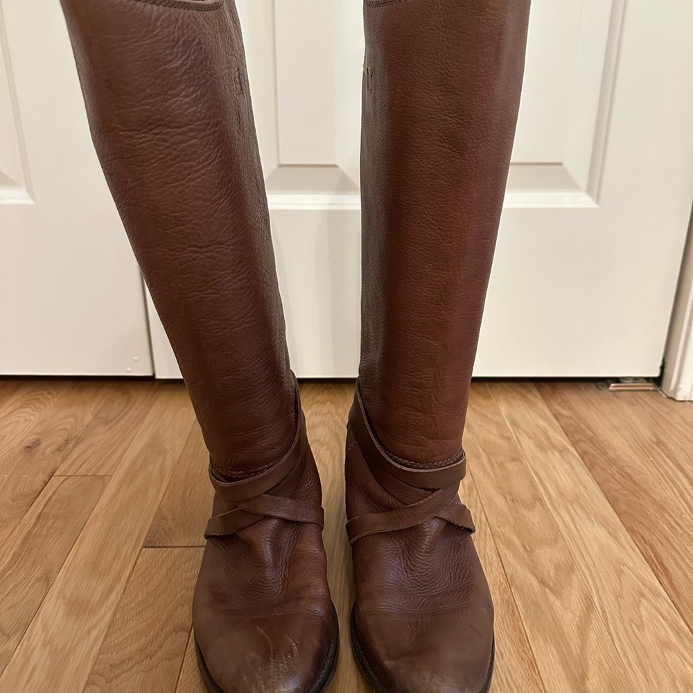 Massimo Dutti Brown Leather Riding Boots - Size 8.5